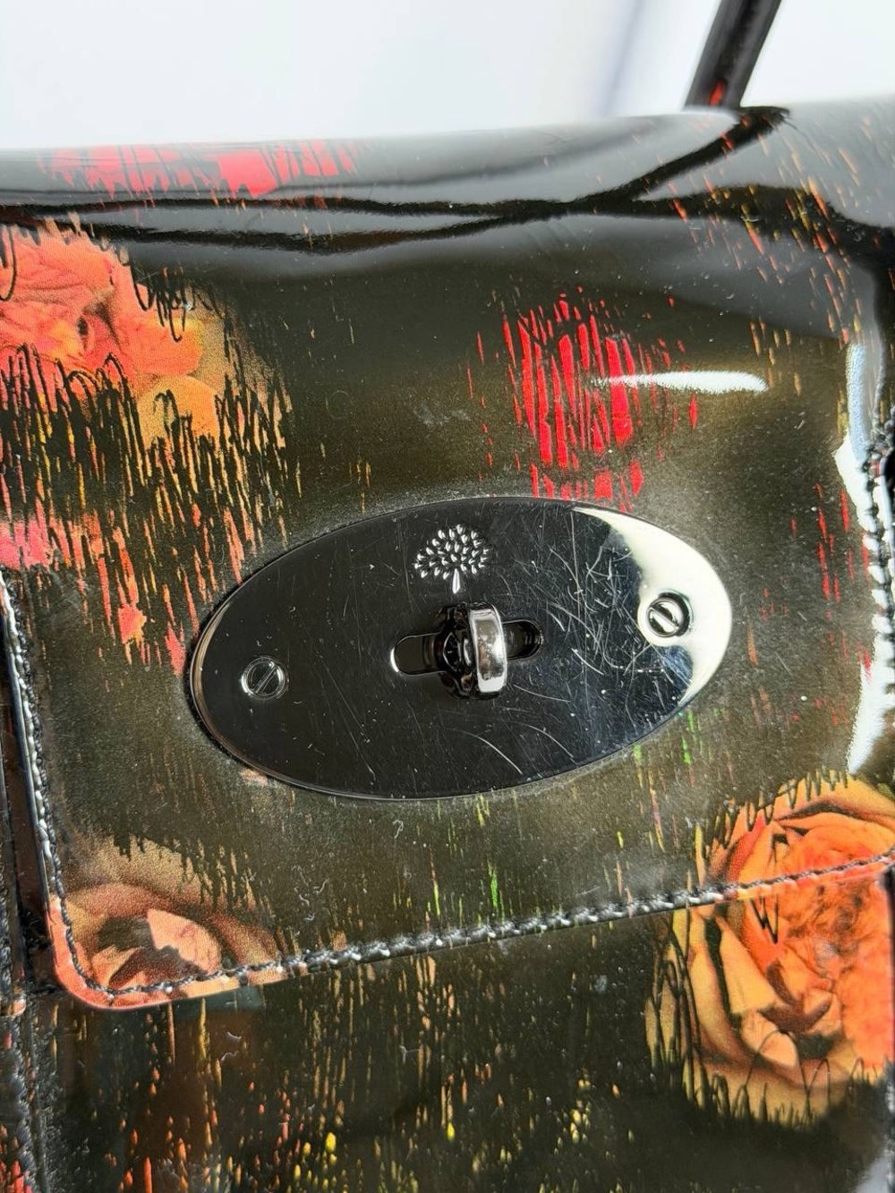 Mulberry Scribbly Floral Patent Leather Bayswater Handbag EXTREMELY RARE - Picture 4 of 16